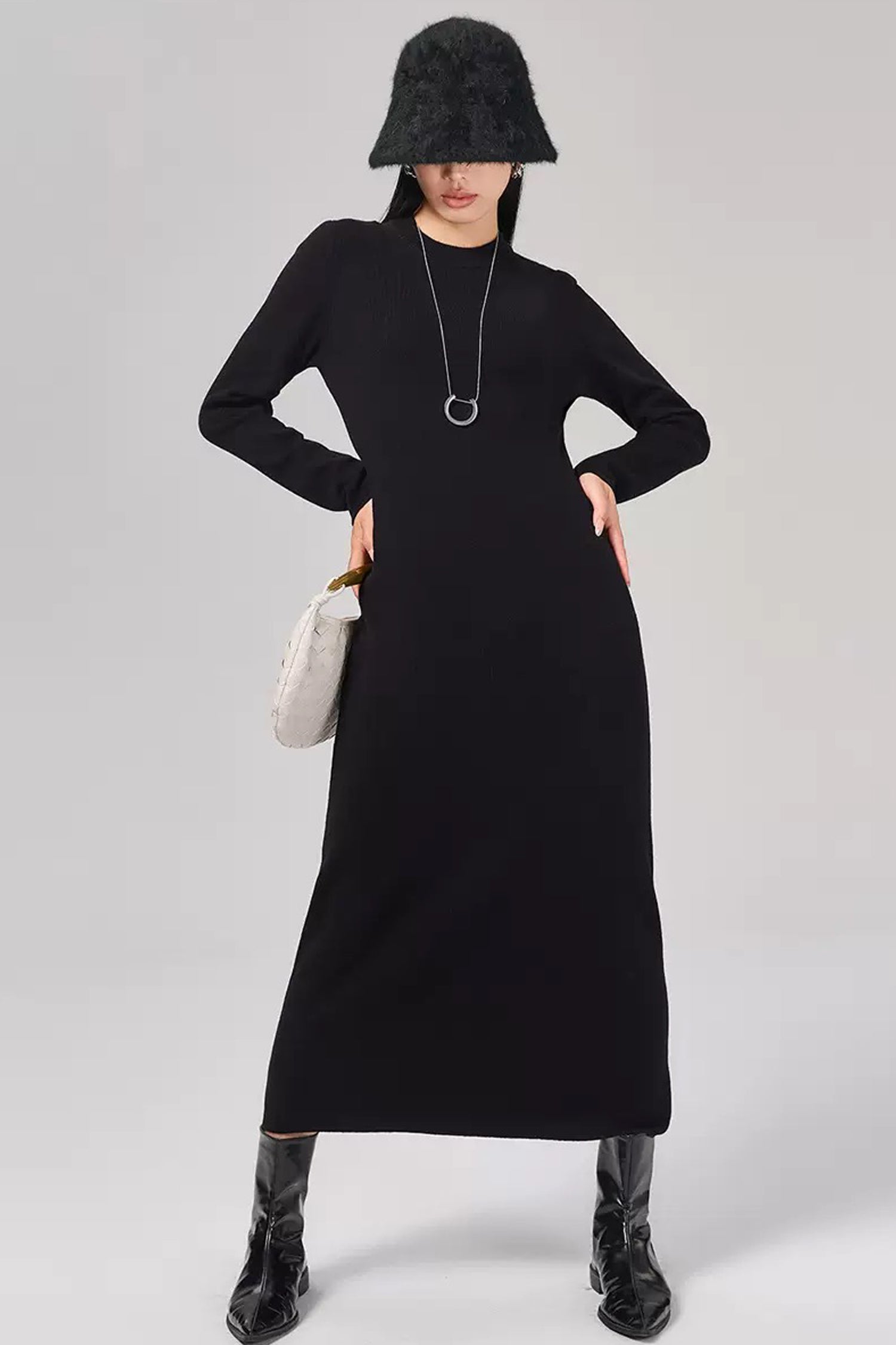 long sleeve merino wool dress Daphne Merino Wool Ribbed Dress