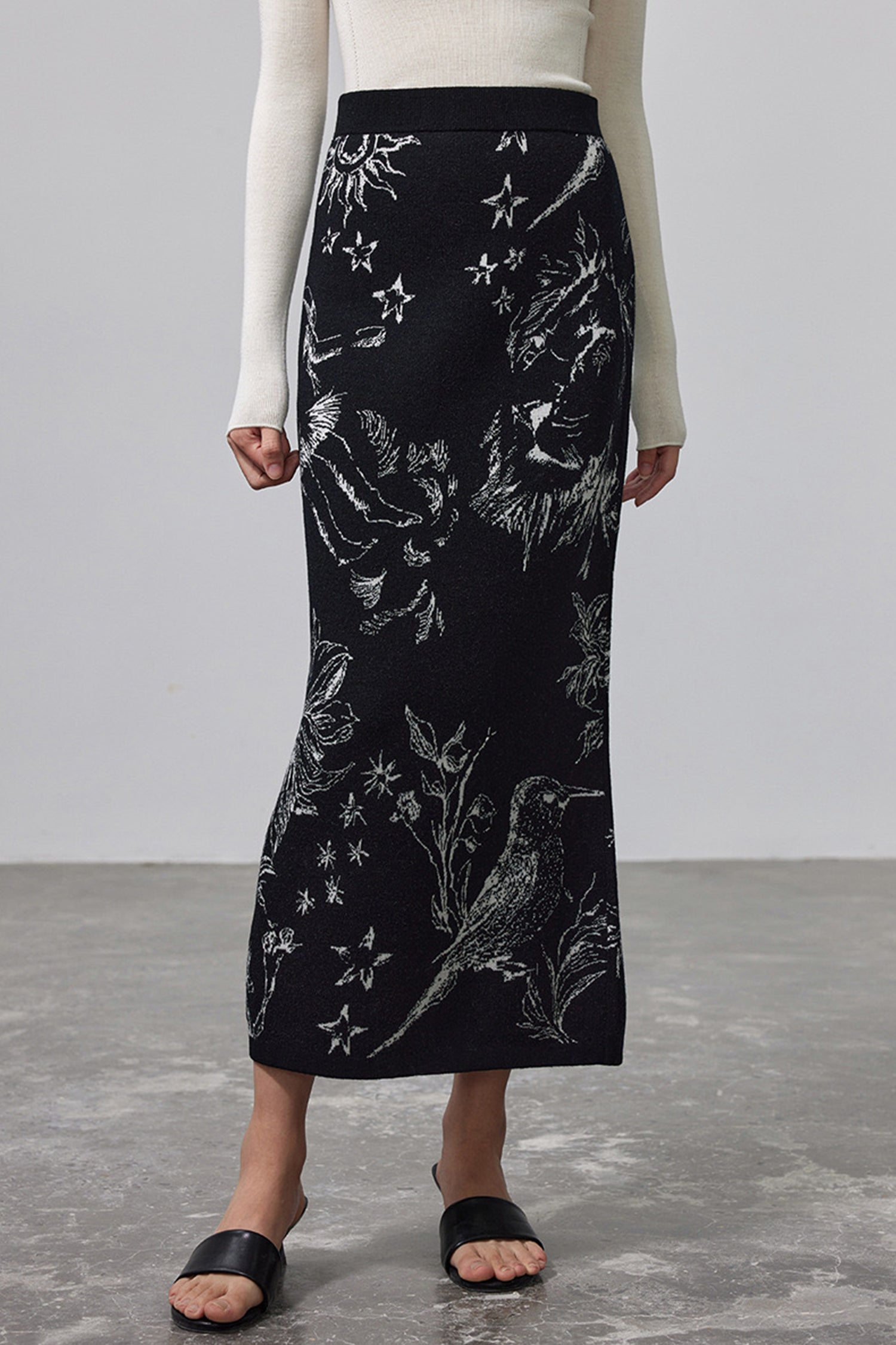 Skylar Slim Fit Merino Wool Midi Skirt