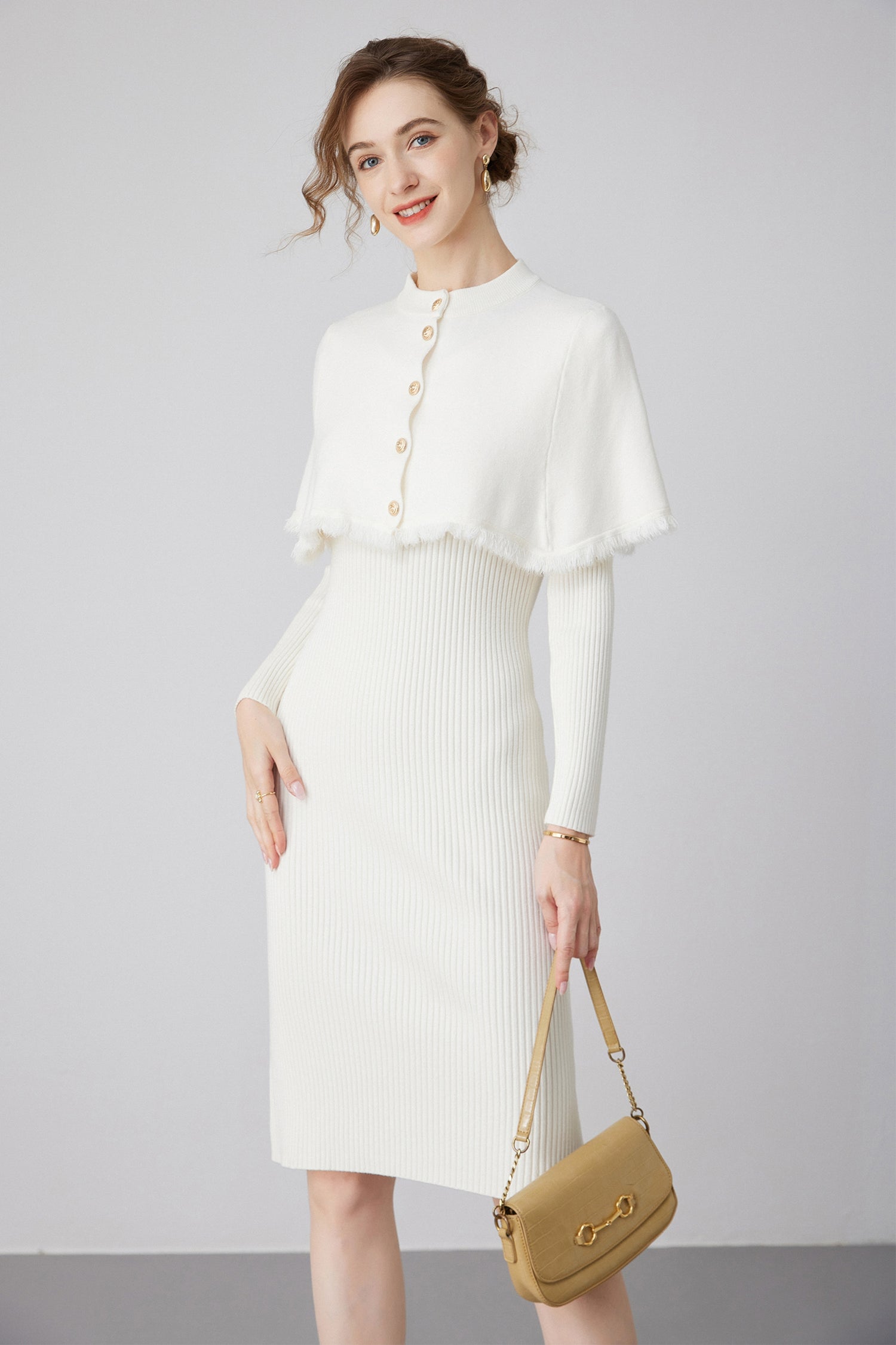 SKYE | Talulla Cape Ribbed Knit Dress | Quiet Luxury Capsule Wardrobe SKYE | Talulla Cape Ribbed Knit Dress | Quiet Luxury Capsule Wardrobe
