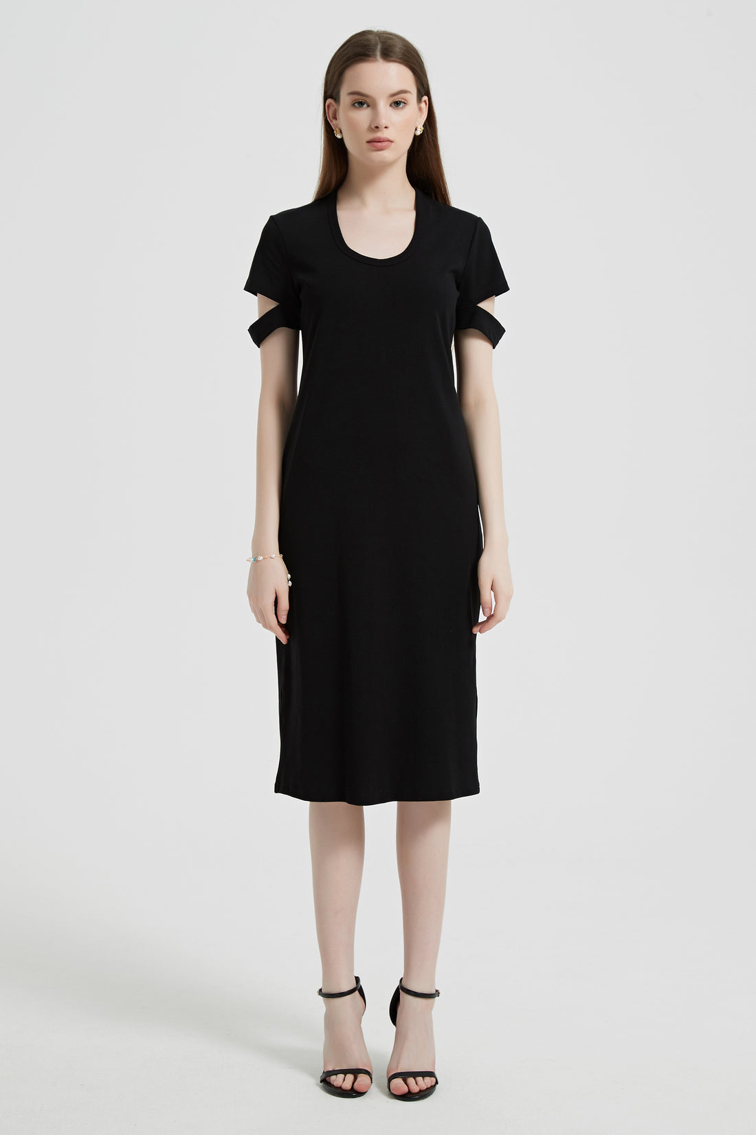 Vega Cotton Cutout Short Sleeve Midi Dress