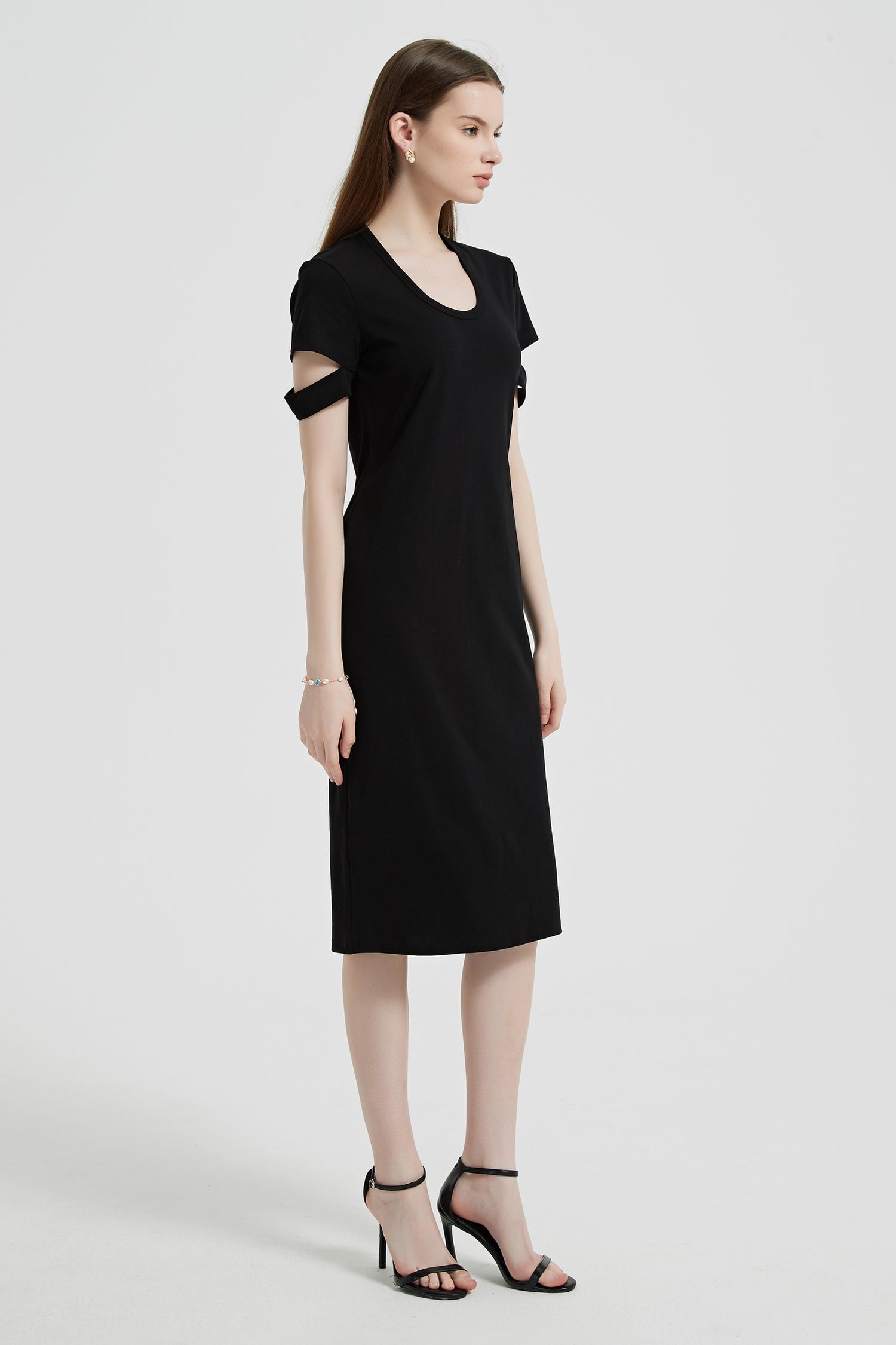 Vega Cotton Cutout Short Sleeve Midi Dress