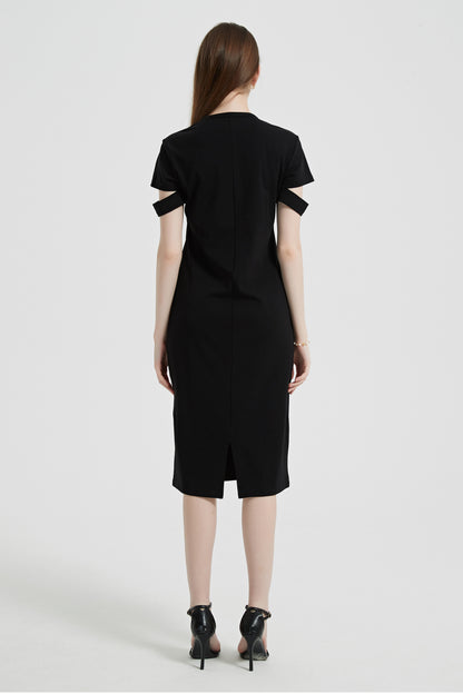 Vega Cotton Cutout Short Sleeve Midi Dress