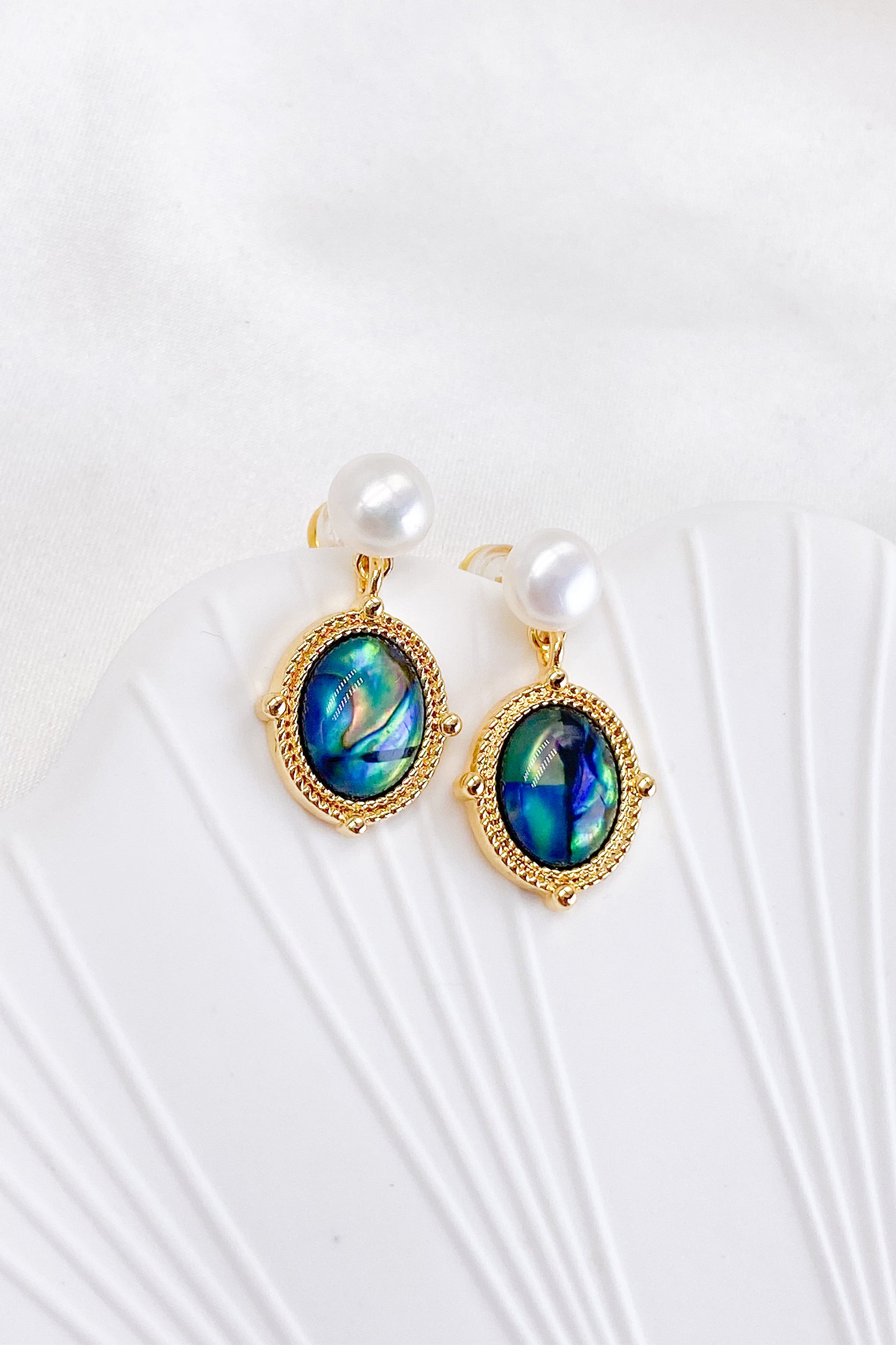 Viola Abalone Pearl Drop Earrings