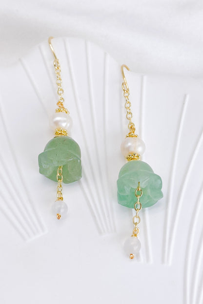 Zadie Lily of the Valley Jade Pearl Drop Earrings