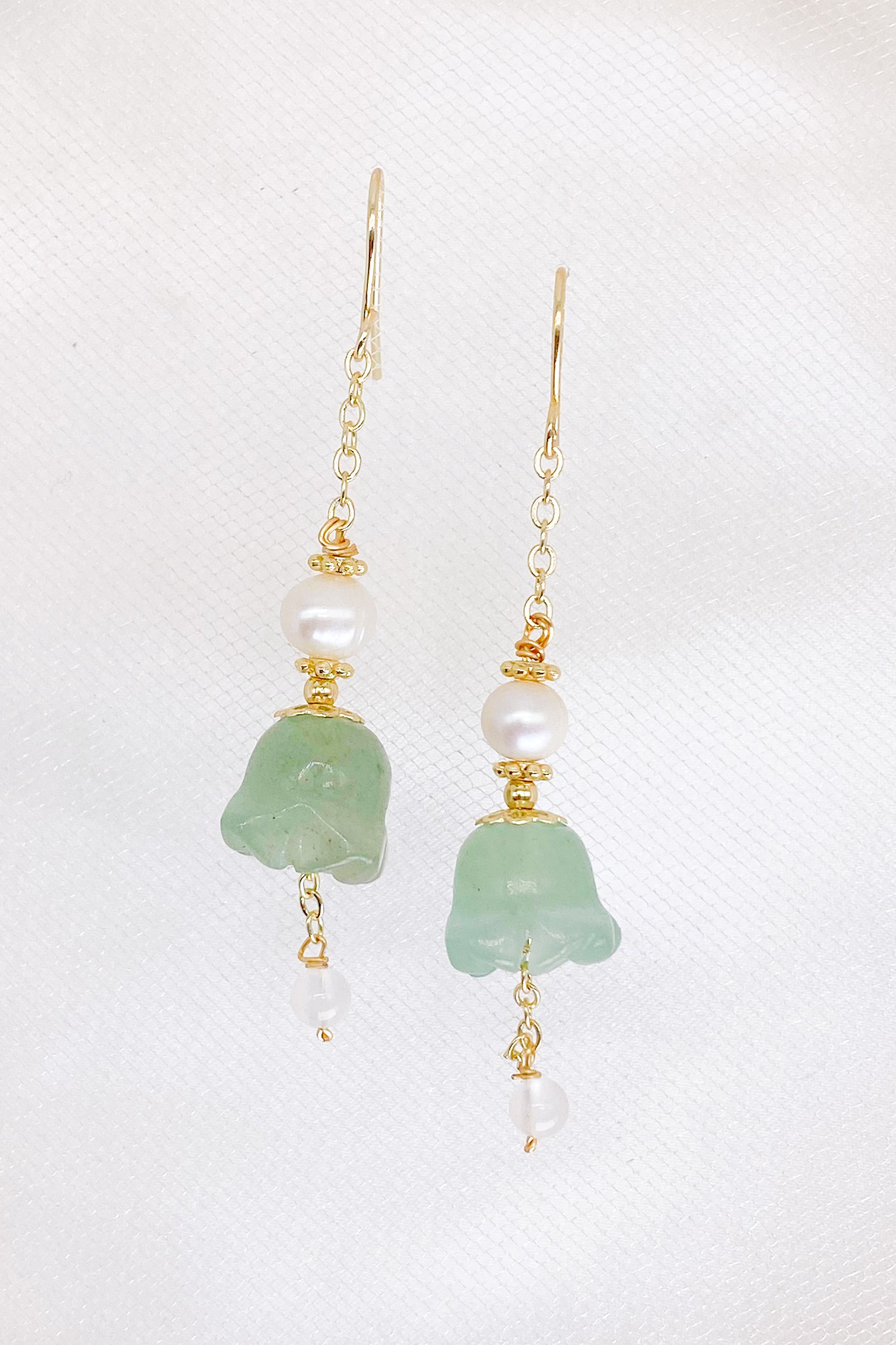 Zadie Lily of the Valley Jade Pearl Drop Earrings