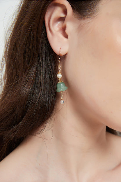 Zadie Lily of the Valley Jade Pearl Drop Earrings