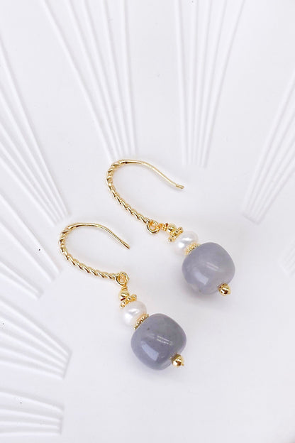 Zaina Natural Stone Gold Pearl Drop Earrings