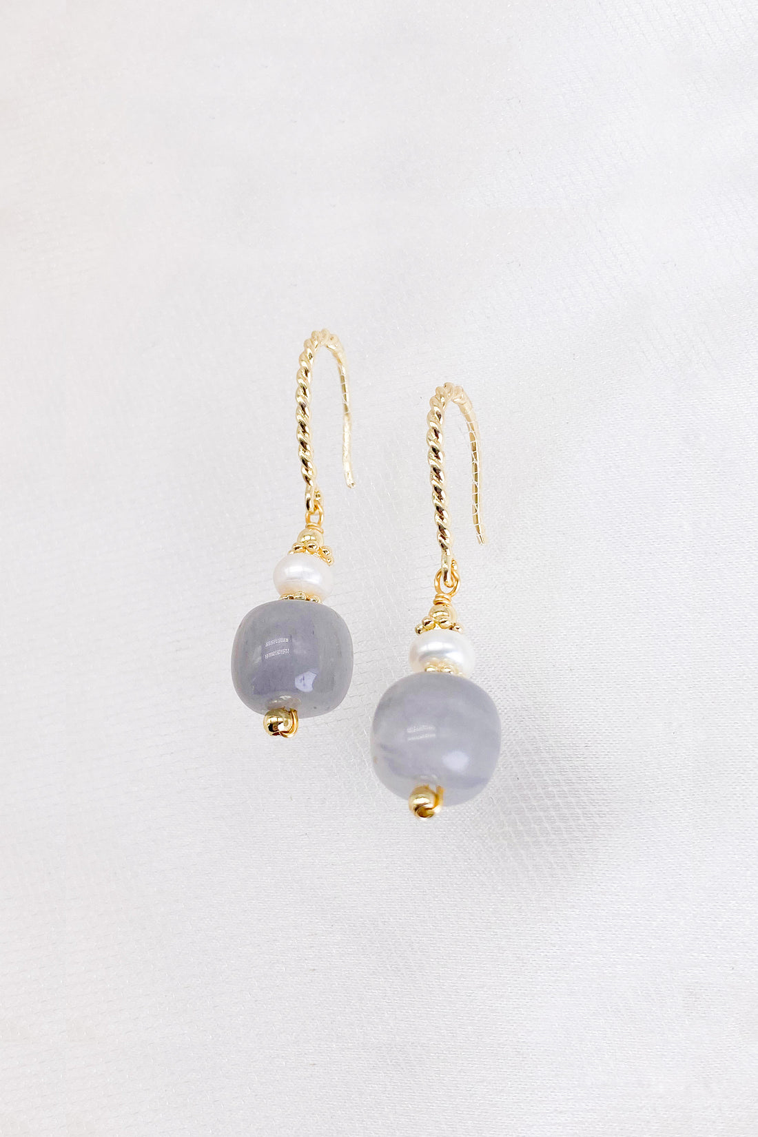 Zaina Natural Stone Gold Pearl Drop Earrings