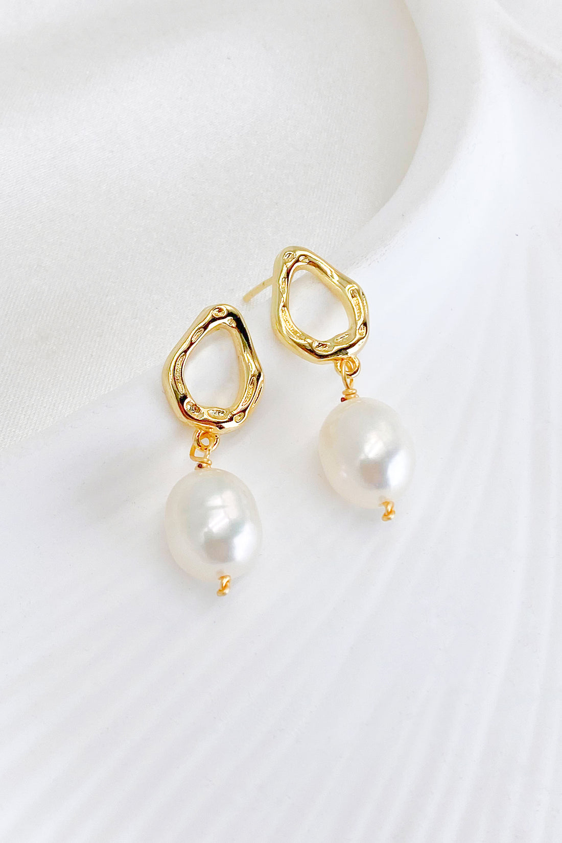 Zephyrine 18K Gold-Filled Hoop Pearl Drop Earrings