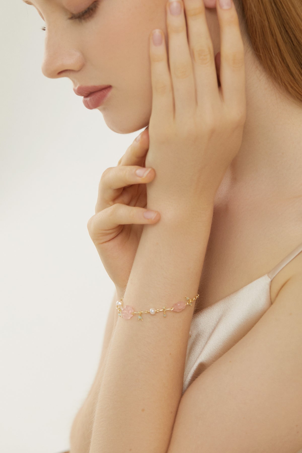 Daphne Cherry Blossom Rose Quartz Pearl Necklace 4