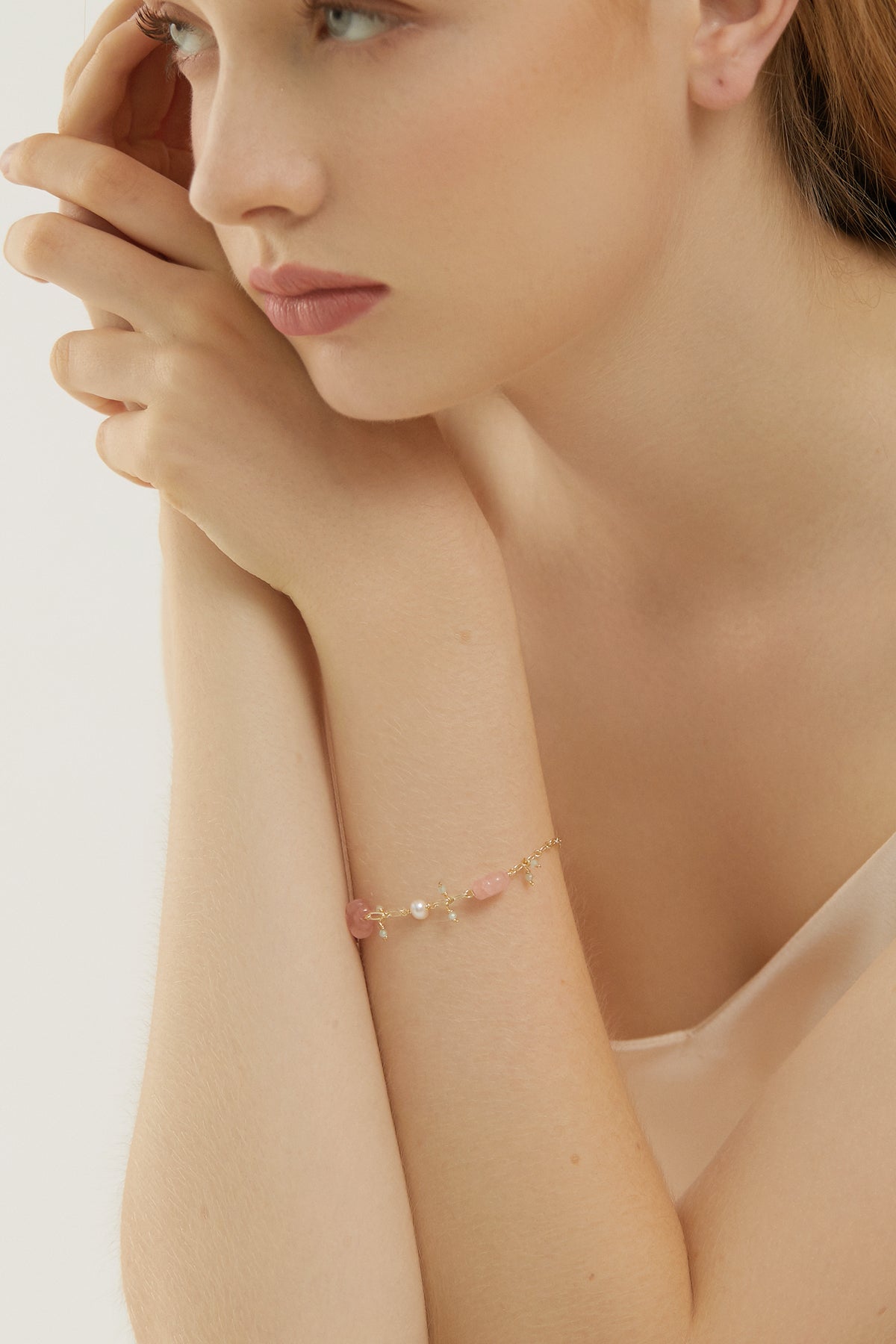 Daphne Cherry Blossom Rose Quartz Pearl Necklace 8