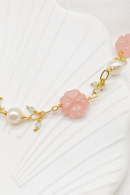 Delilah Cherry Blossom Rose Quartz Pearl Necklace 7