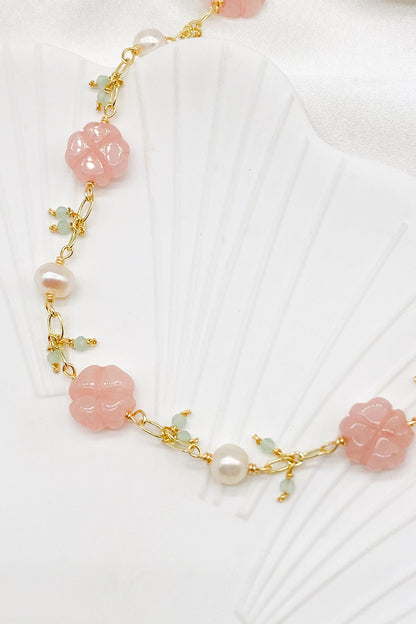 Delilah Cherry Blossom Rose Quartz Pearl Necklace 8