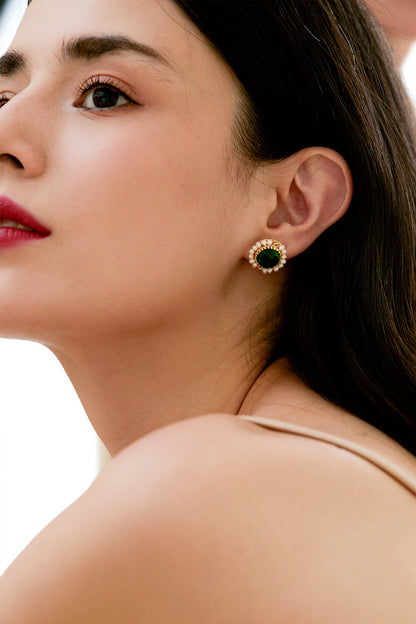 Enora 18K Gold Crystal Pearl Earrings 5