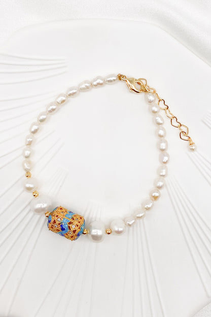 Lorna Enamel Freshwater Pearl Bracelet 1