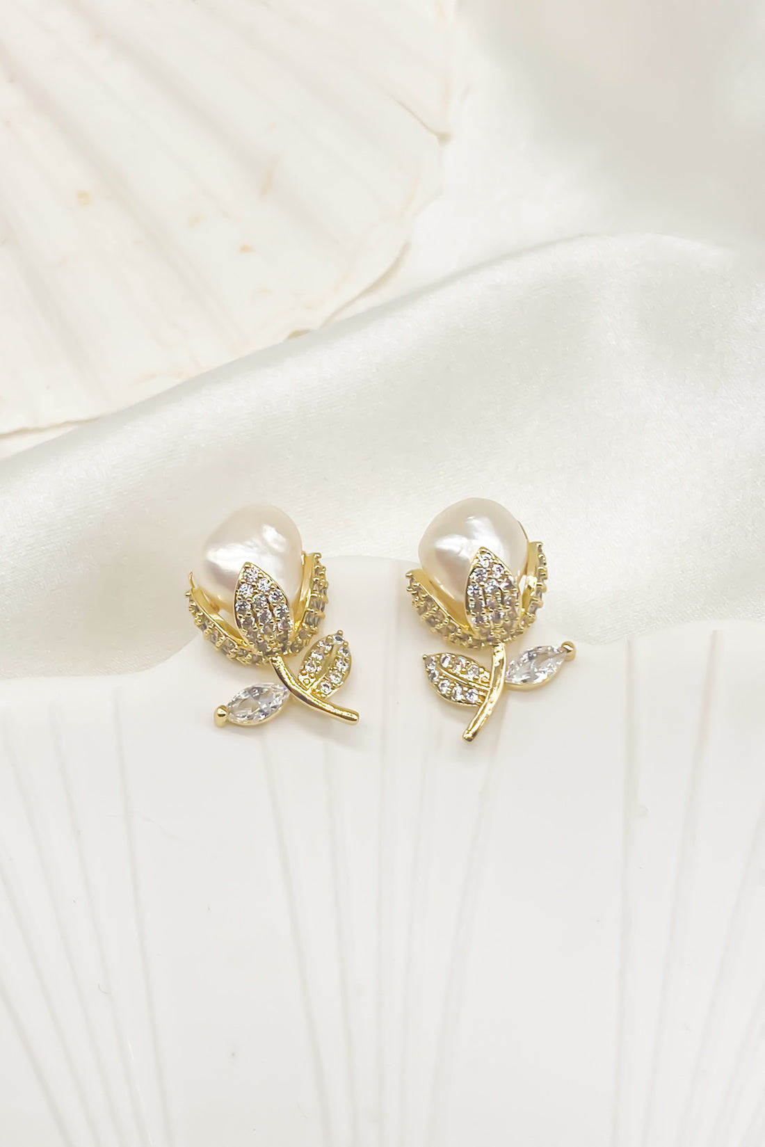 SKYE Abella Cubic Zirconia Pearl Tulip Earrings