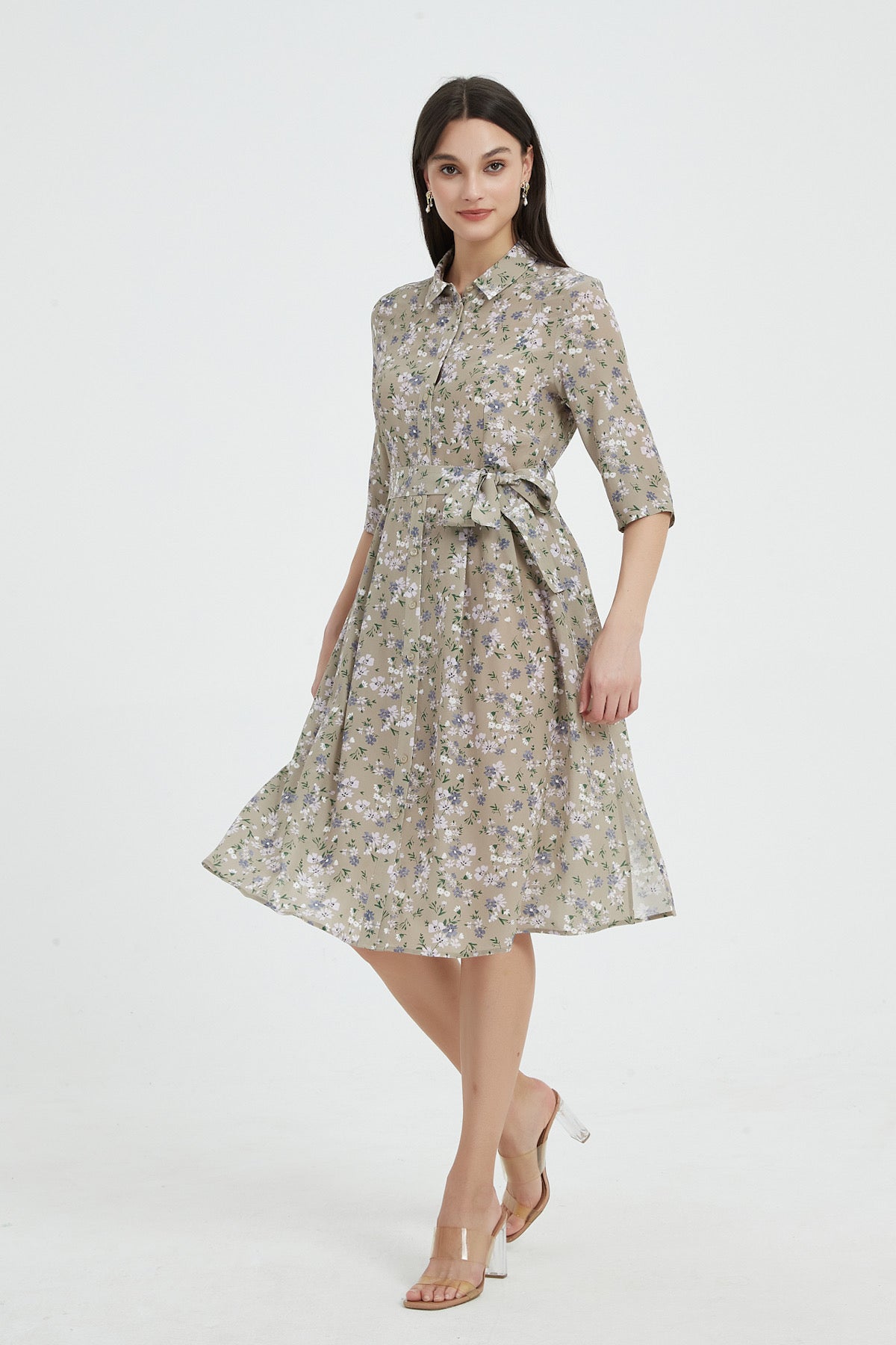 Aerin Floral Washable Silk Shirt Dress SKYE