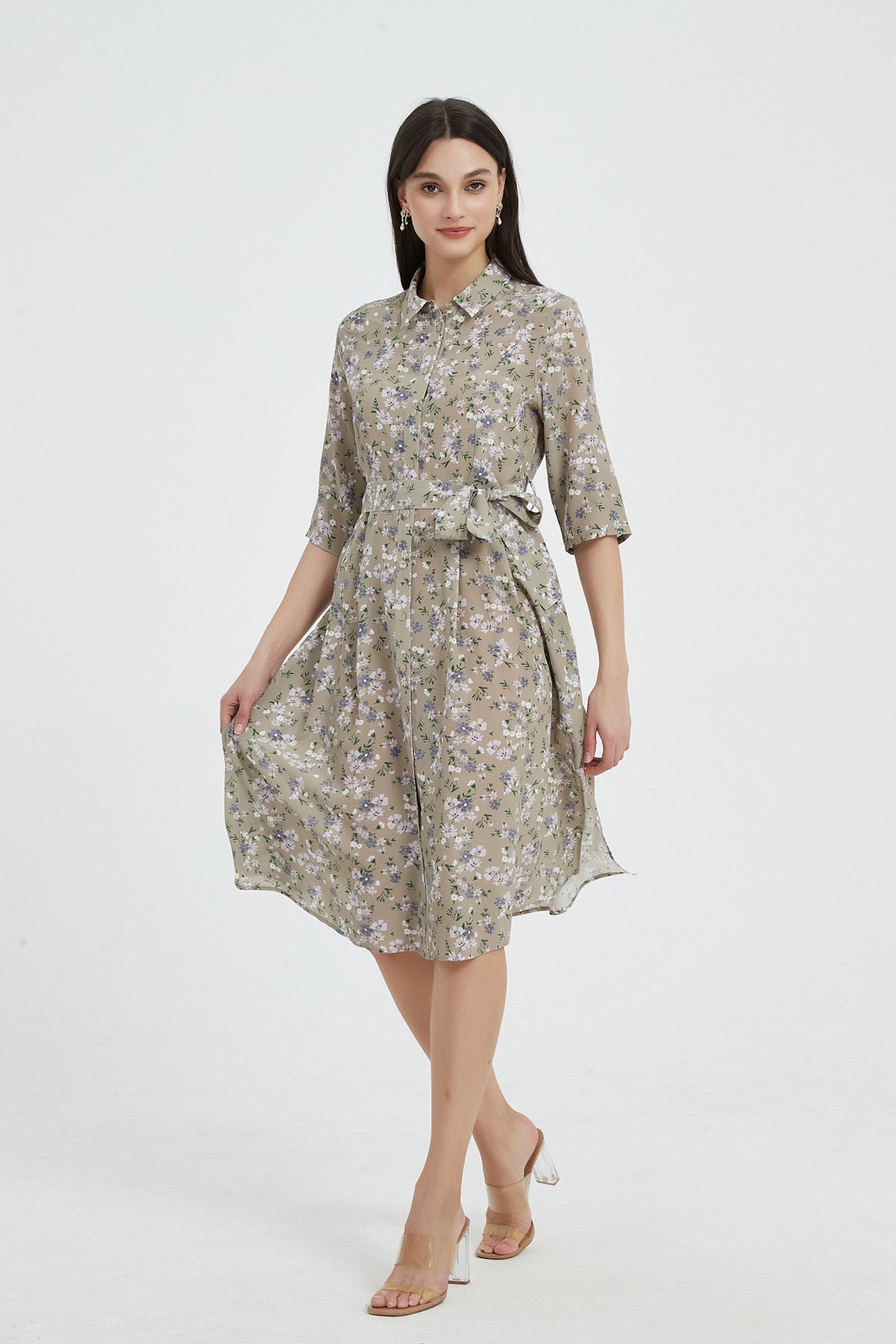 Aerin Floral Washable Silk Shirt Dress – SKYE