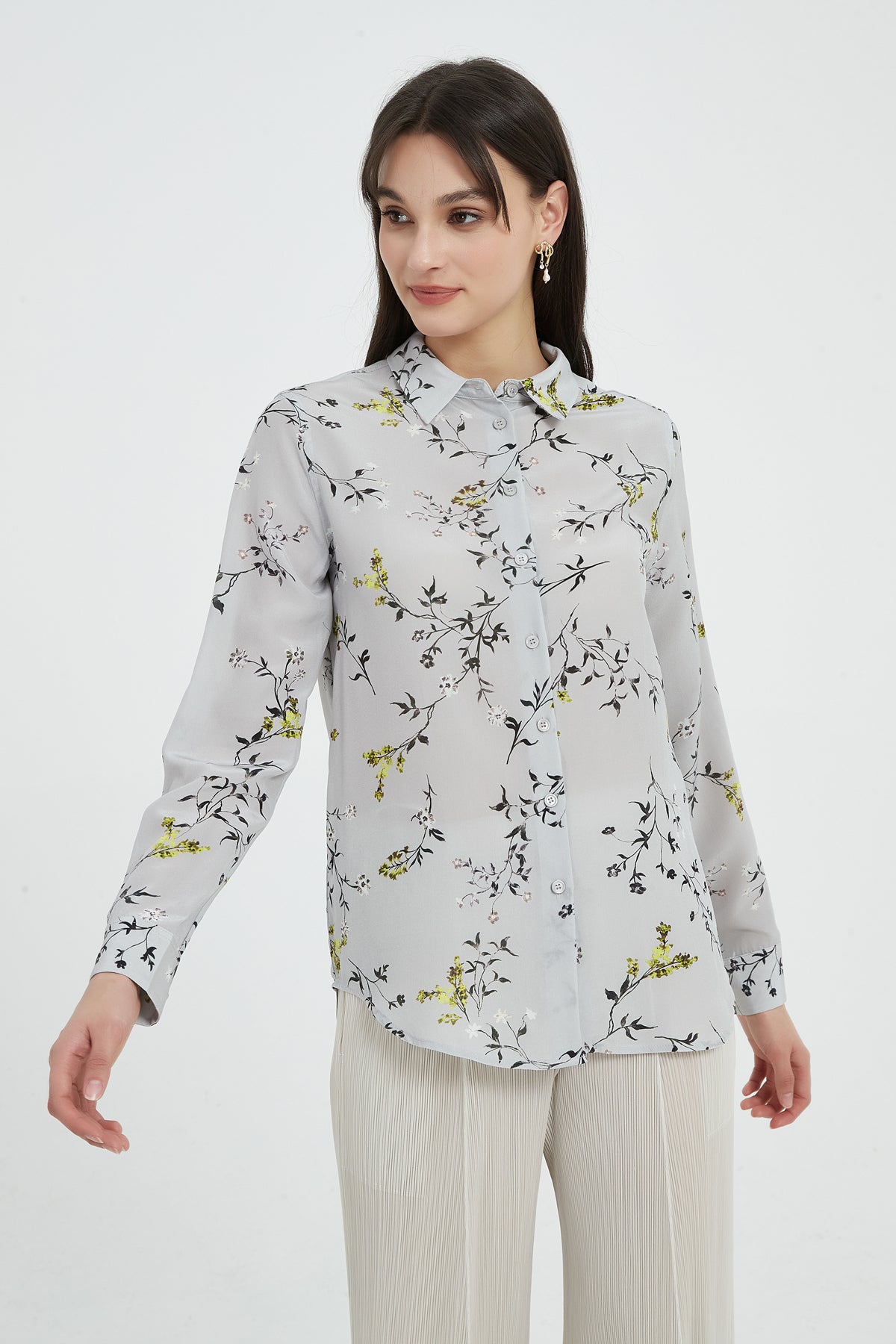 SKYE Evangeline Floral Washable Silk Shirt2