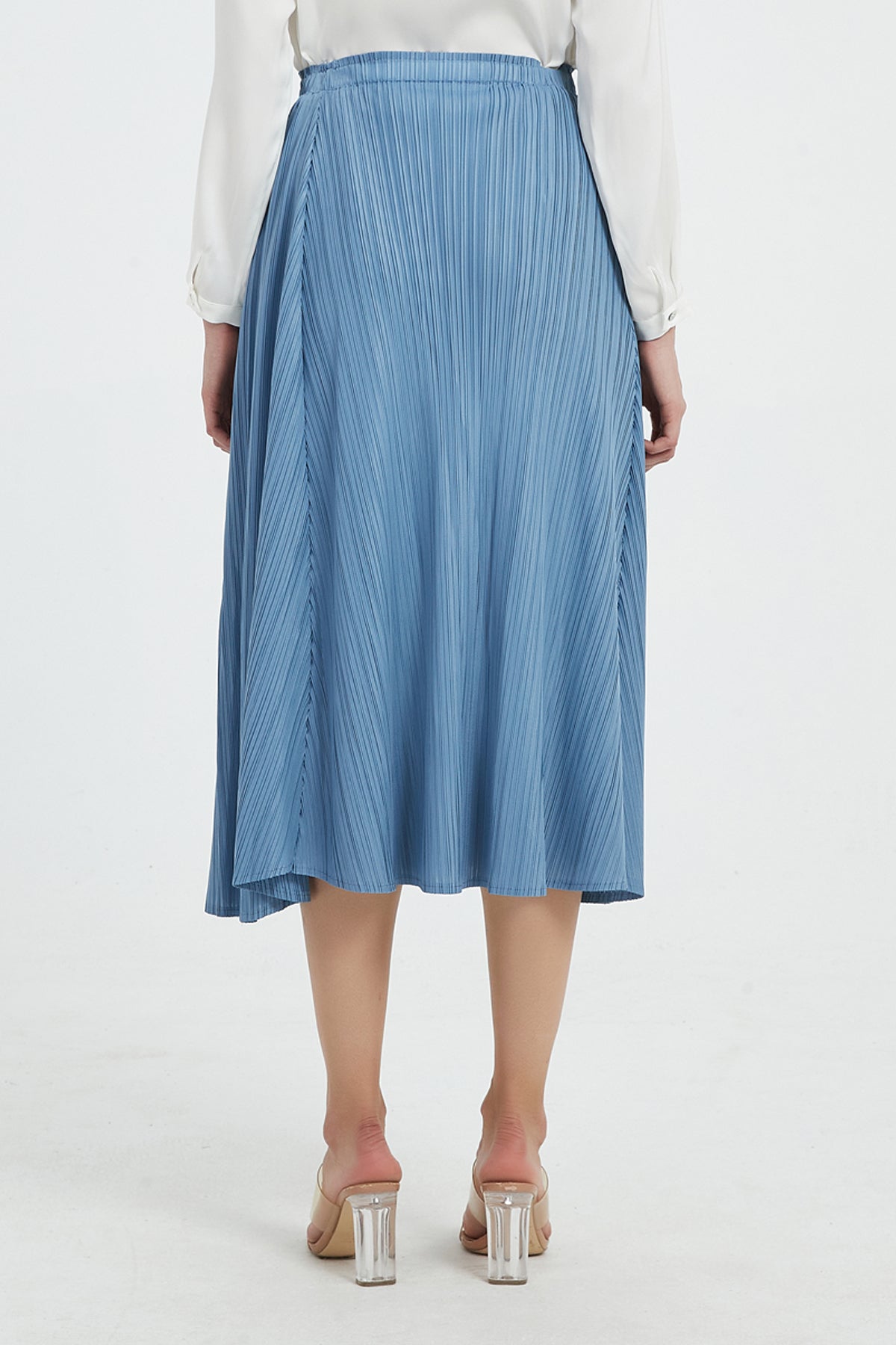 SKYE Gwyneth Midi Pleated Skirt Blue