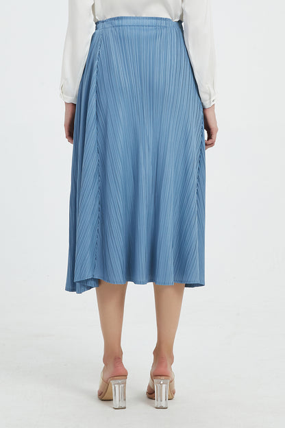 SKYE Gwyneth Midi Pleated Skirt Blue