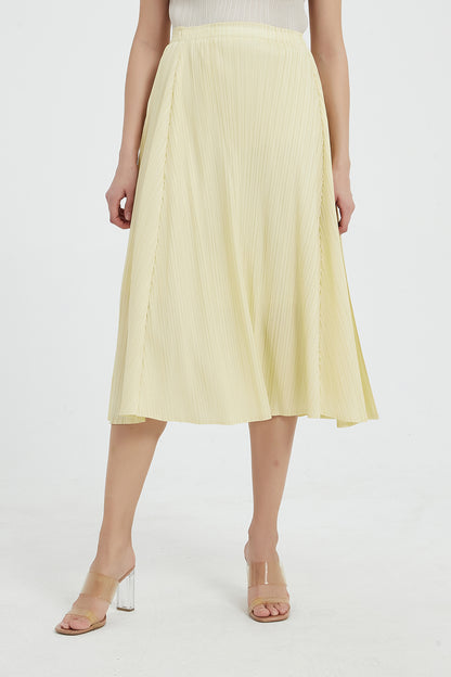 SKYE Gwyneth Midi Pleated Skirt Yellow
