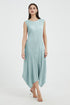 SKYE Katherine Asymmetric Hem Pleated Midi dress light green2