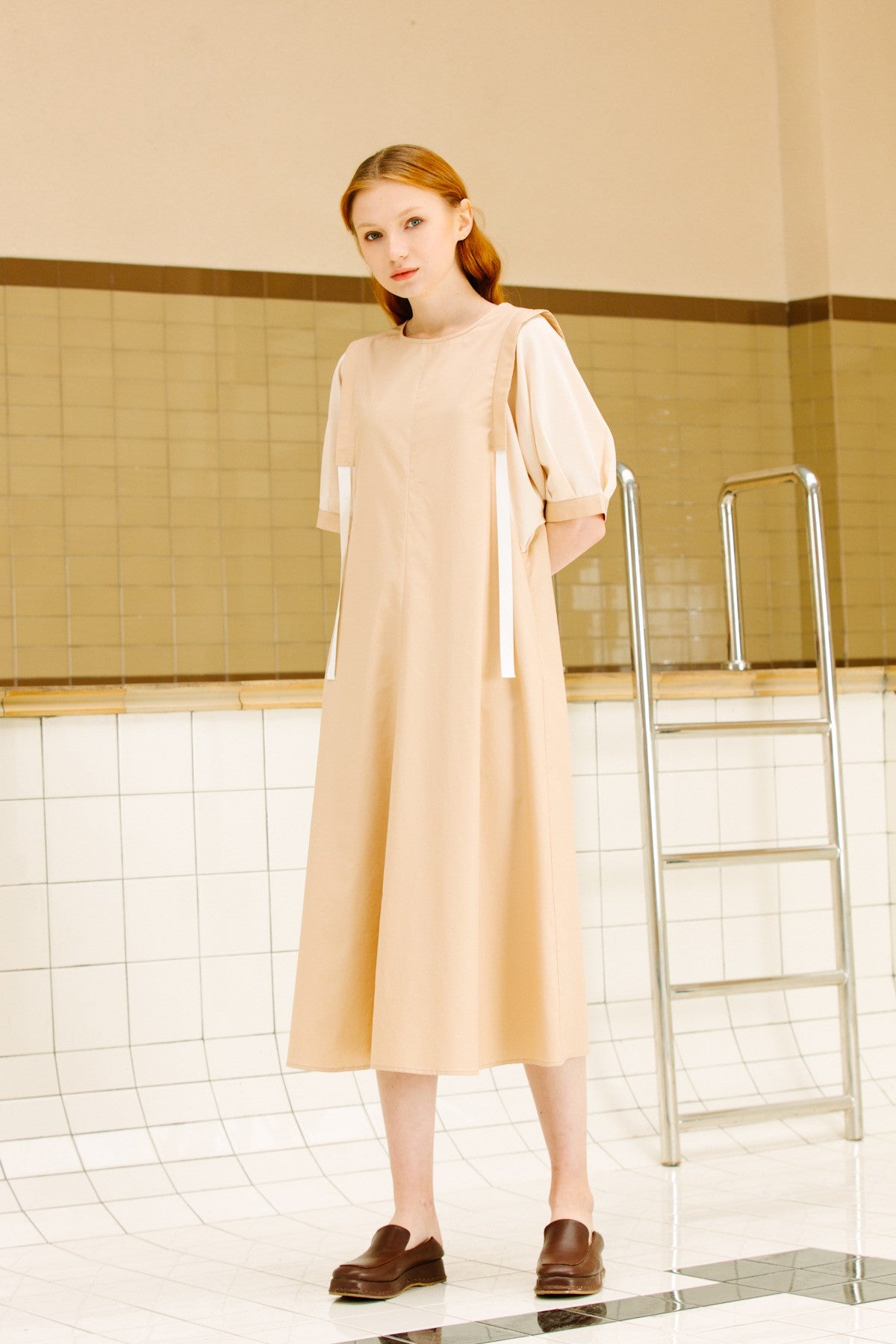 SKYE San Francisco SF California shop ethical sustainable modern minimalist luxury women fashion Enzo Dress beige 5