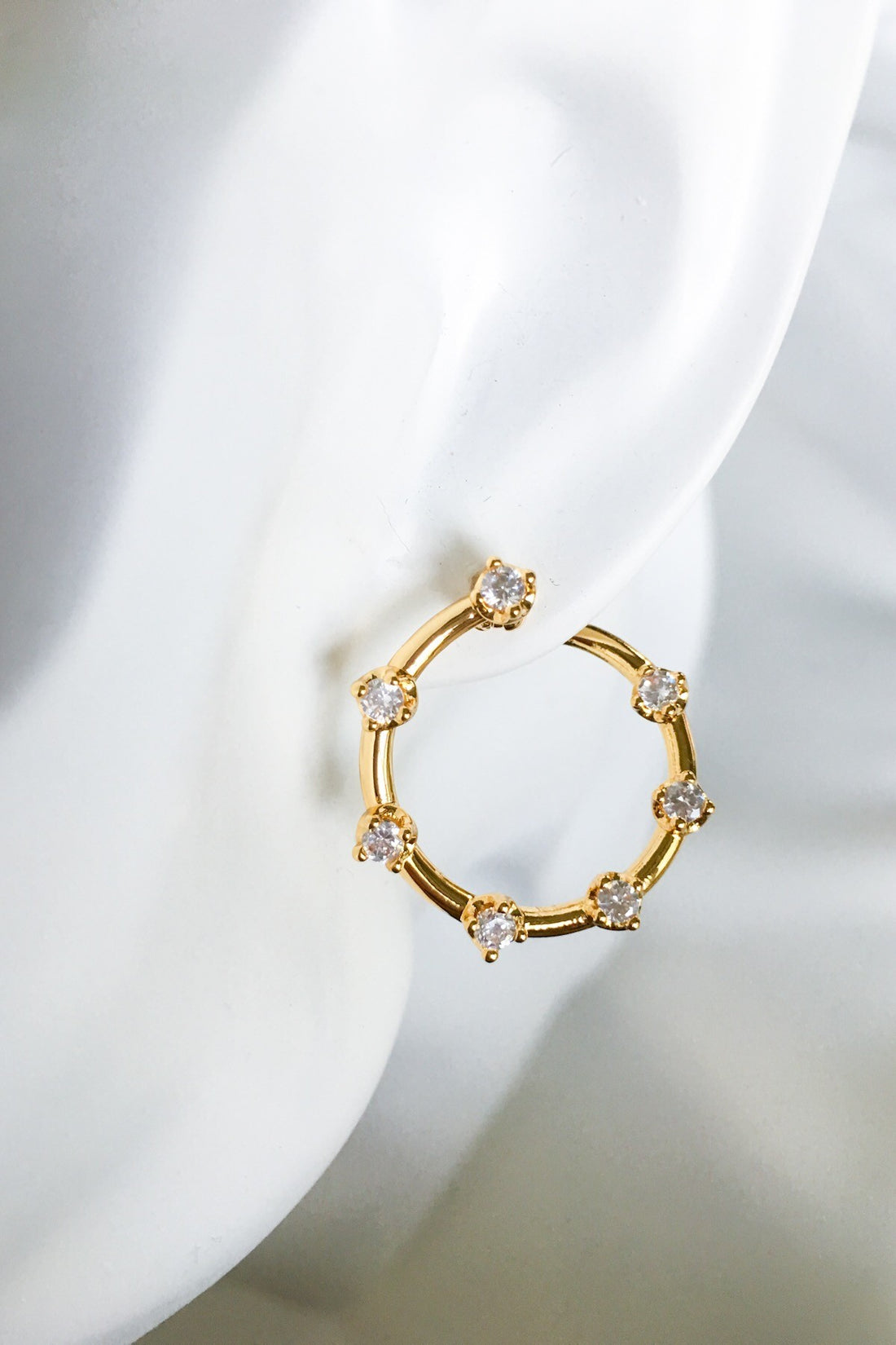SKYE San Francisco SF California shop ethical sustainable modern minimalist quality women jewelry Leonila 18K Gold Earrings circular diamond 3