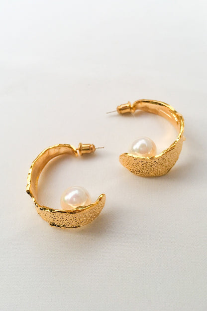SKYE San Francisco SF California shop ethical sustainable modern minimalist quality women jewelry Margo 18K Gold Pearl Hoop Earrings 2
