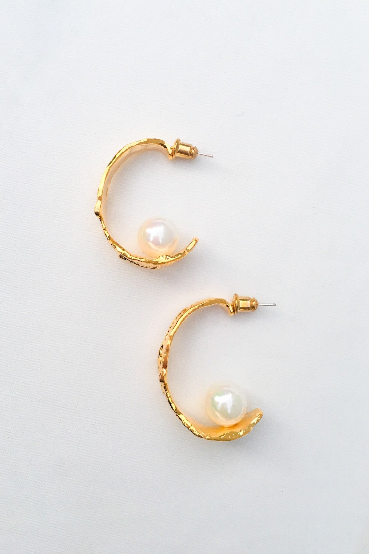 SKYE San Francisco SF California shop ethical sustainable modern minimalist quality women jewelry Margo 18K Gold Pearl Hoop Earrings