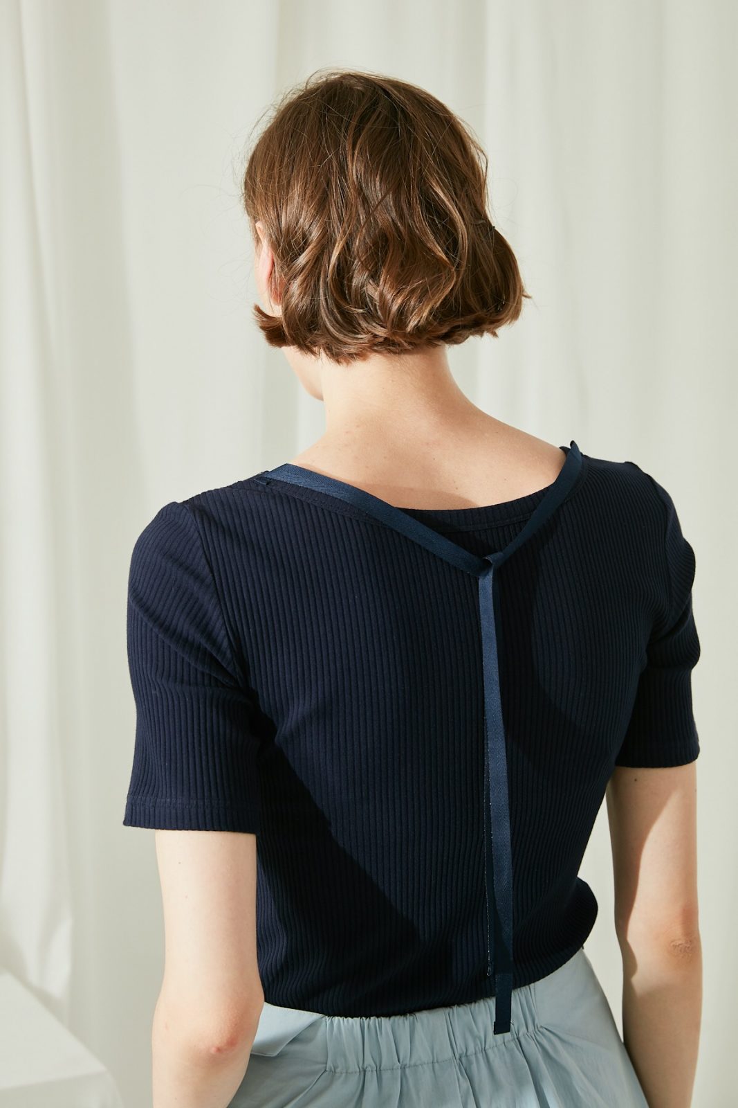 SKYE San Francisco SF ethical modern minimalist quality women clothing fashion Elissa Stretch Knit Cotton Top blue 3