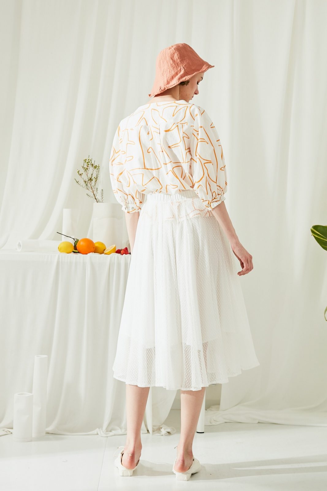 SKYE San Francisco SF ethical modern minimalist quality women clothing fashion Jolin Linen Cotton Blouse Orange 3
