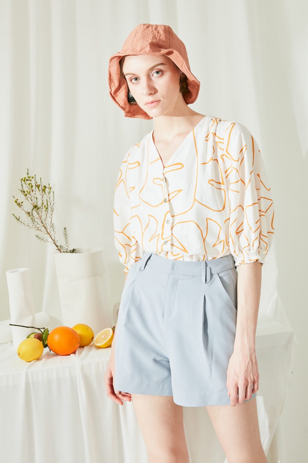SKYE San Francisco SF ethical modern minimalist quality women clothing fashion Jolin Linen Cotton Blouse Orange 4
