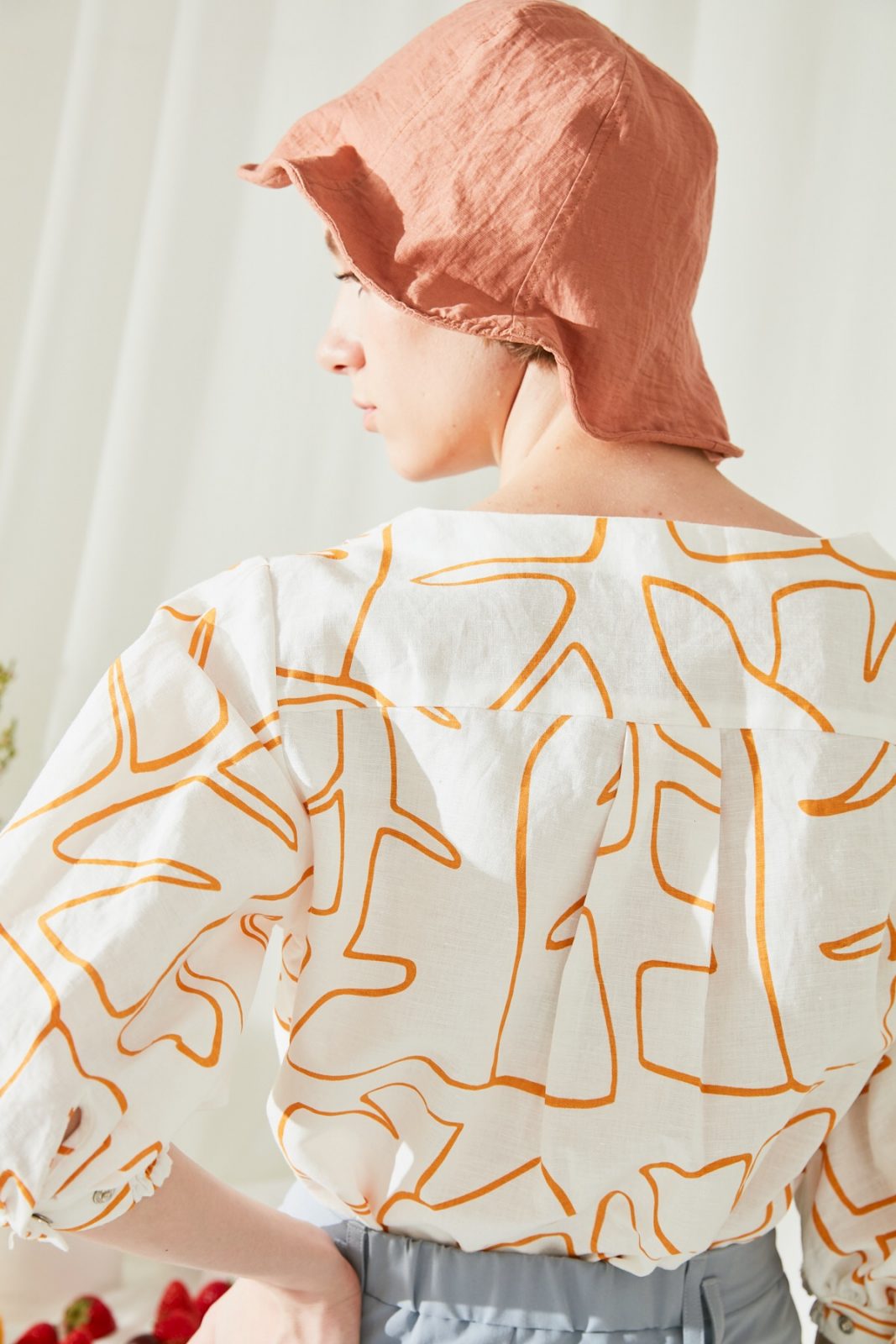 SKYE San Francisco SF ethical modern minimalist quality women clothing fashion Jolin Linen Cotton Blouse Orange 6