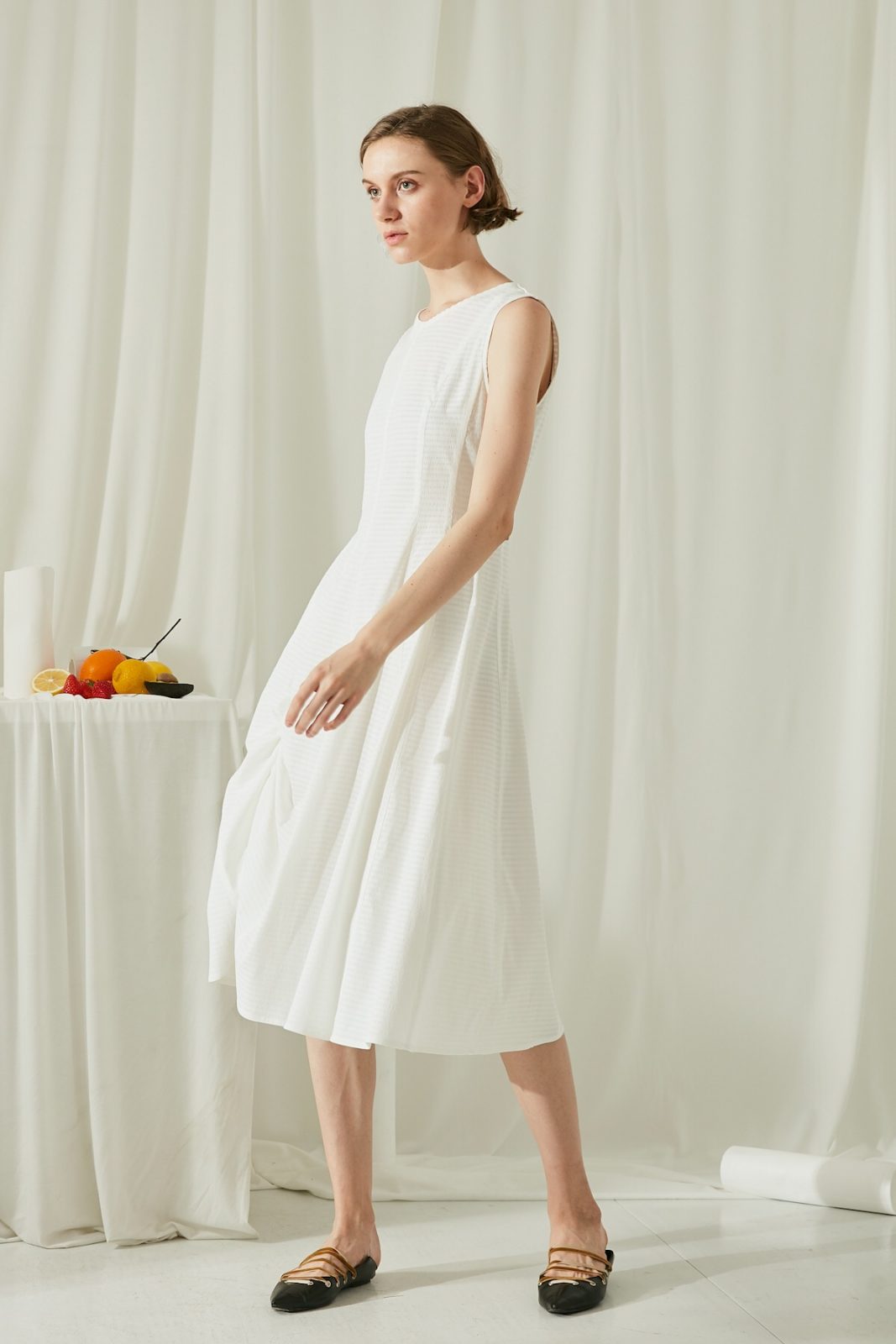 SKYE San Francisco SF ethical modern minimalist quality women clothing fashion Juliette Drawstring Dress white 4