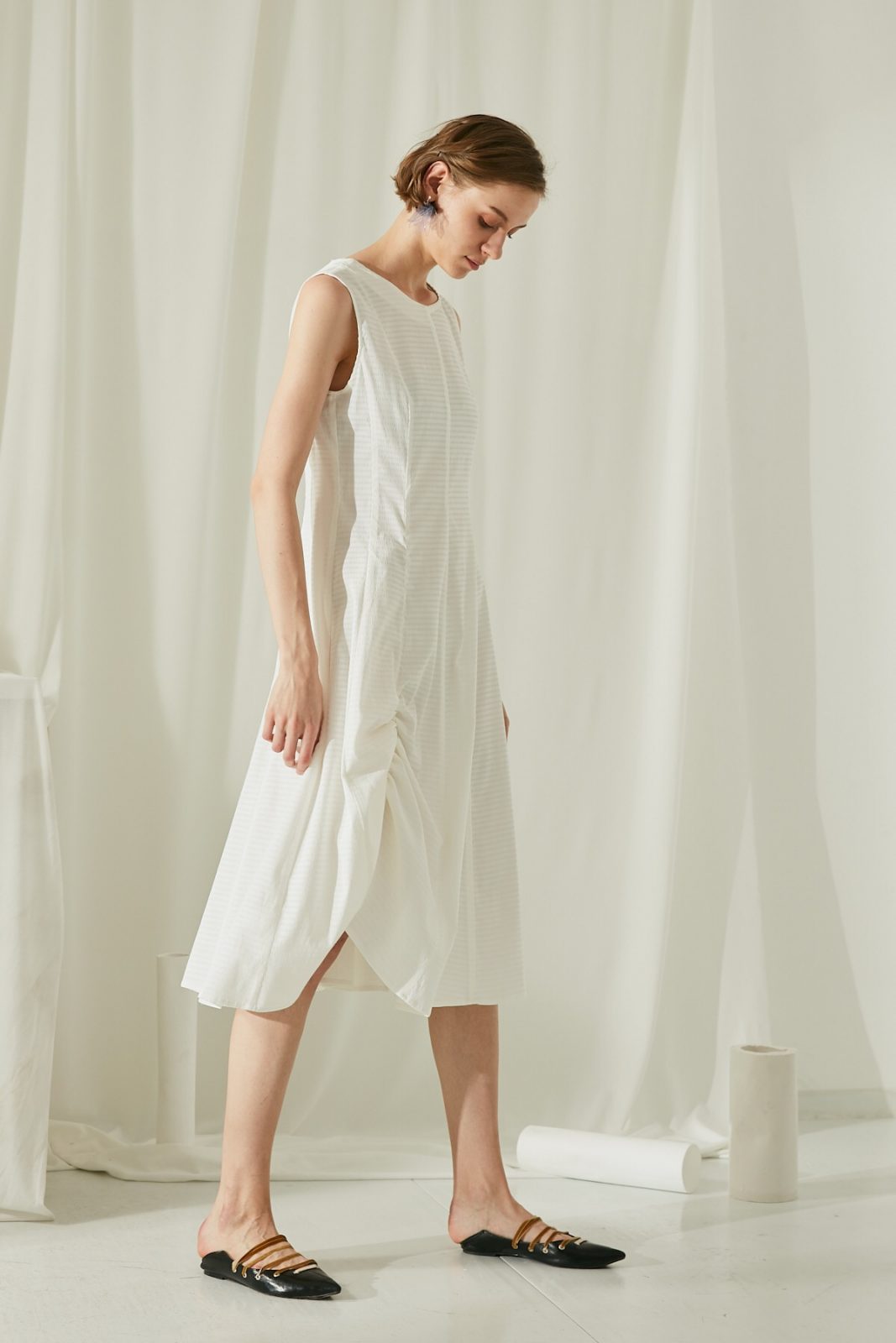 SKYE San Francisco SF ethical modern minimalist quality women clothing fashion Juliette Drawstring Dress white 6