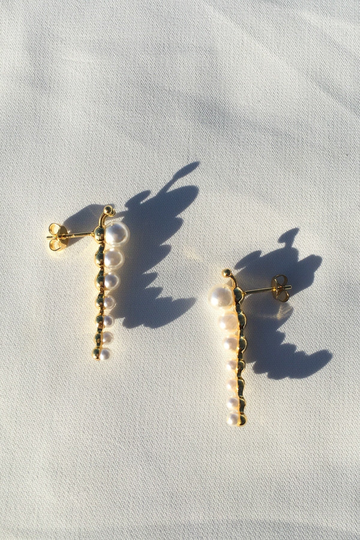 SKYE San Francisco SF ethical sustainable modern minimalist women fashion accessories Zelia 18K Gold Pearl Caterpillar Earrings 5