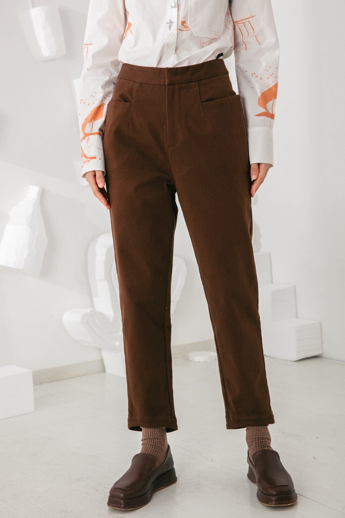 SKYE San Francisco SF shop ethical modern minimalist quality women clothing fashion André Pants brown 2