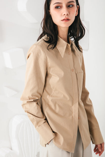 SKYE San Francisco SF shop ethical modern minimalist quality women clothing fashion Audrey Shirt beige 2