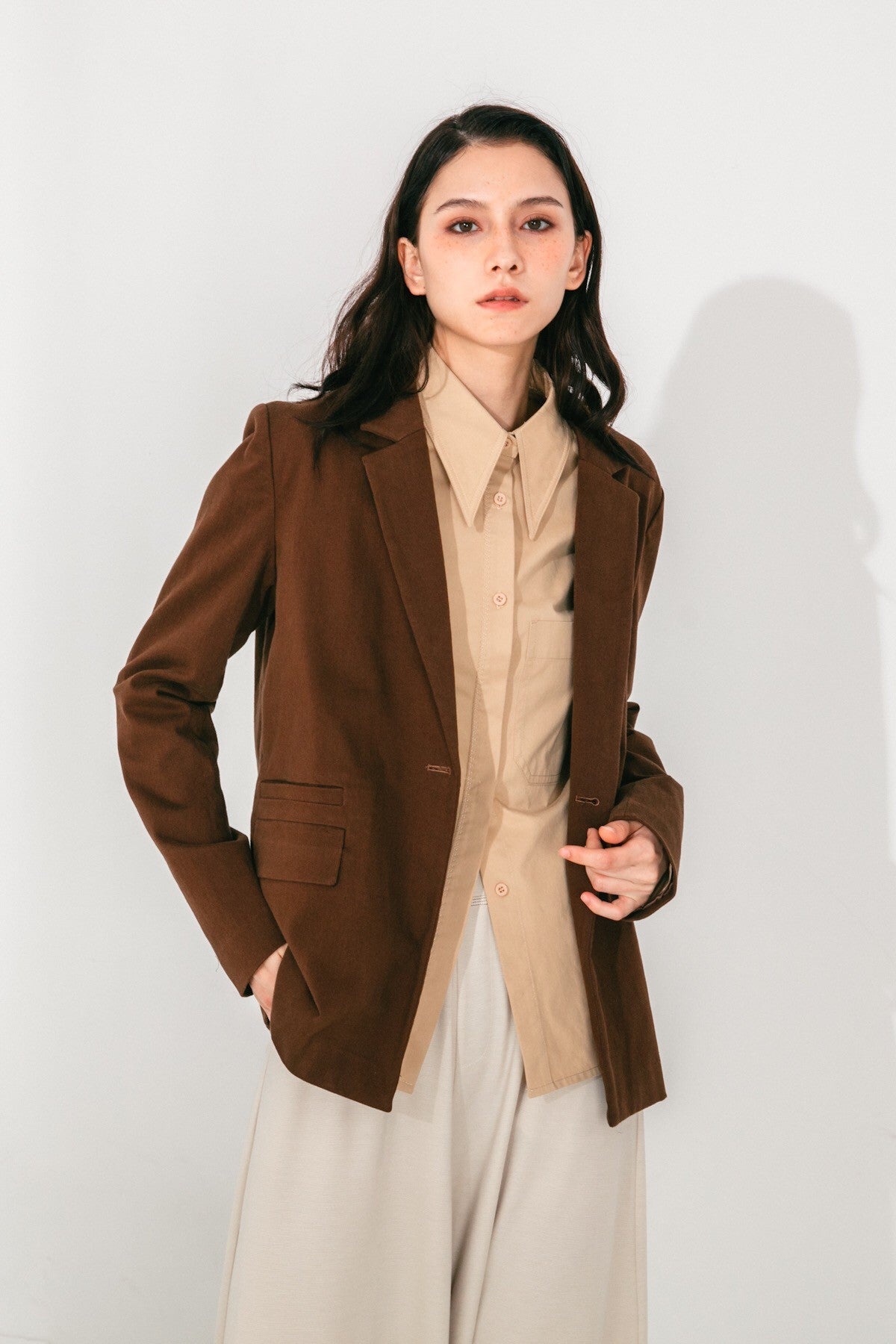 SKYE San Francisco SF shop ethical modern minimalist quality women clothing fashion Audrey Shirt beige 5