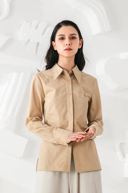 SKYE San Francisco SF shop ethical modern minimalist quality women clothing fashion Audrey Shirt beige