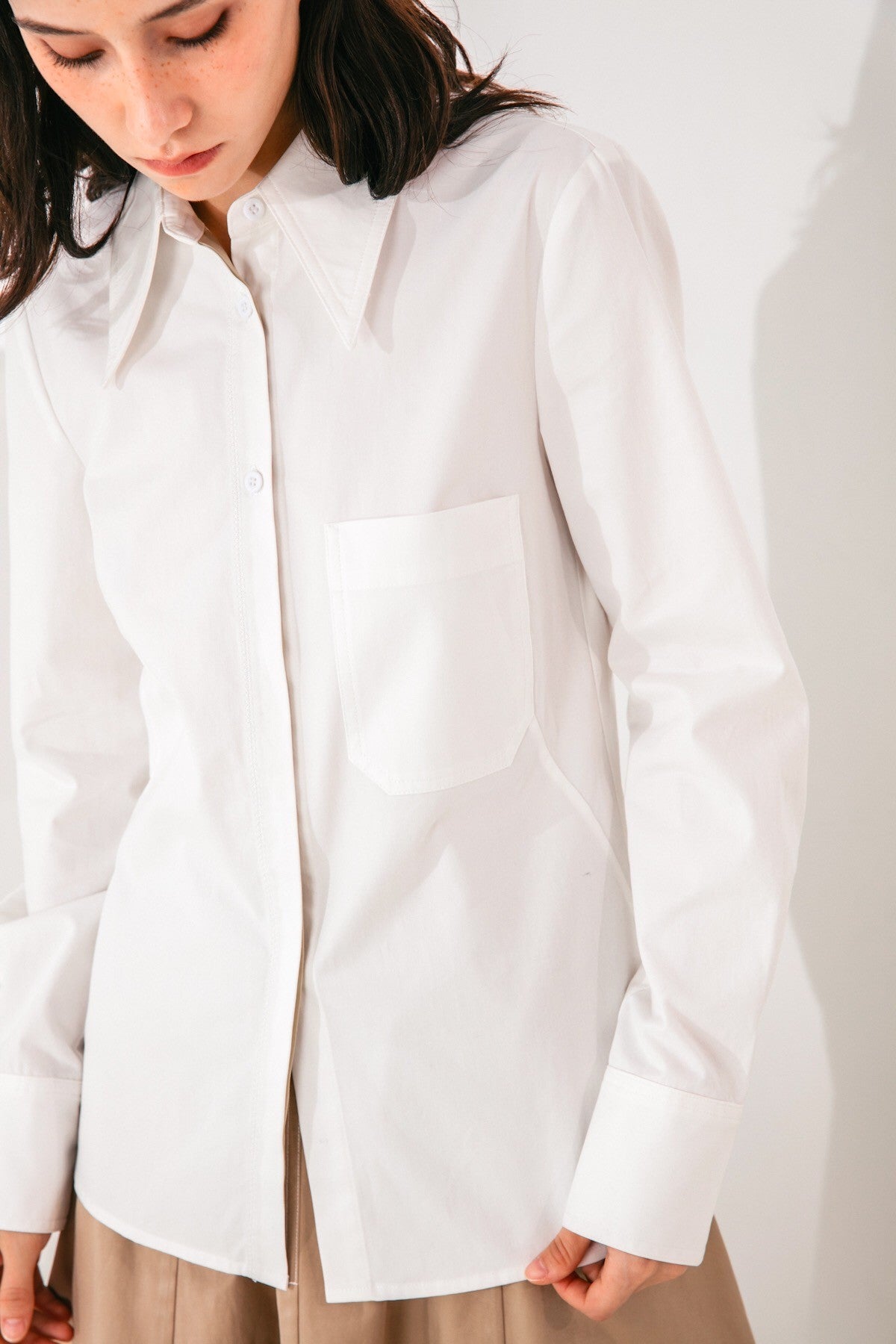 SKYE San Francisco SF shop ethical modern minimalist quality women clothing fashion Audrey Shirt white 4