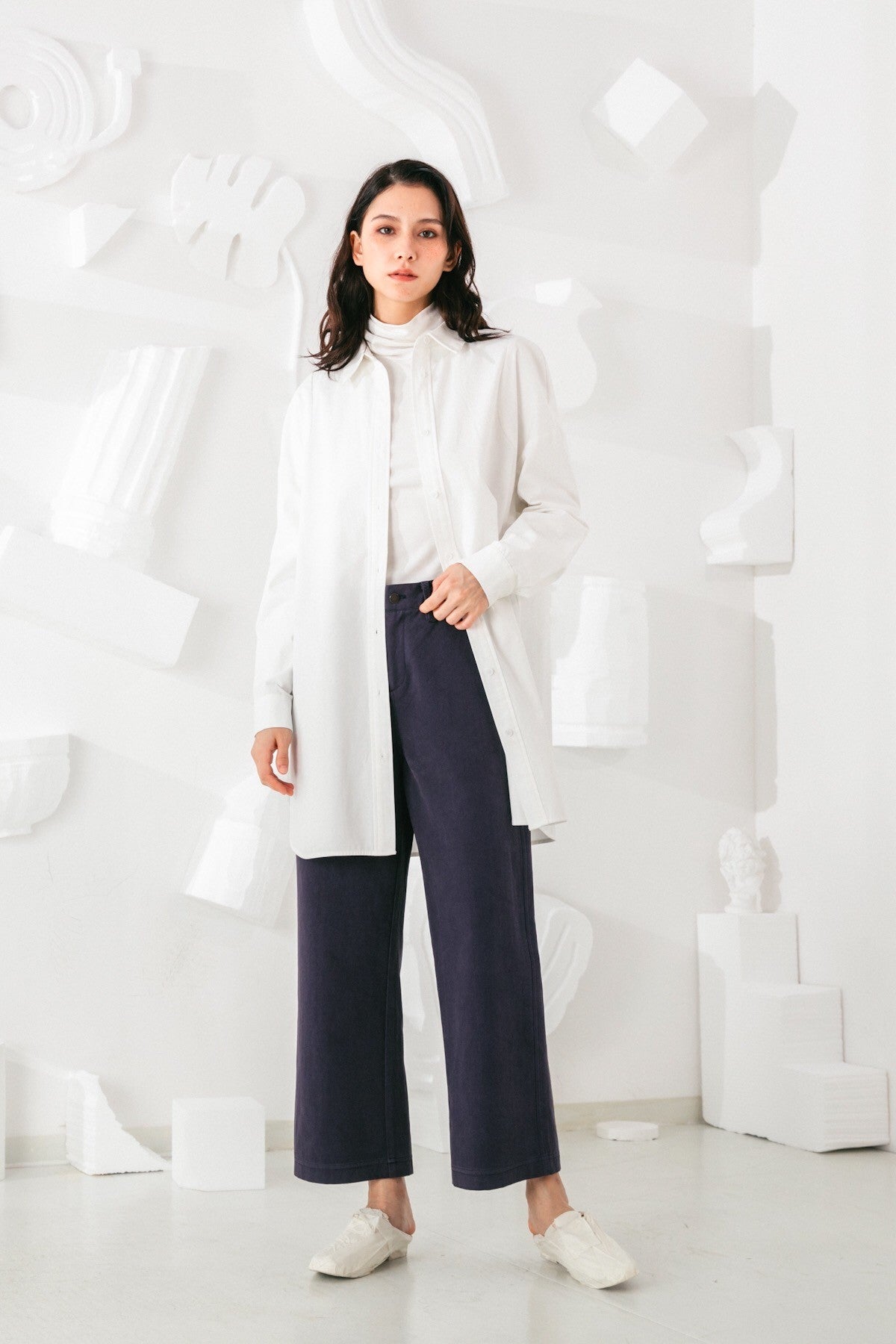 SKYE San Francisco SF shop ethical modern minimalist quality women clothing fashion Brigitte Tunic Shirt white 2