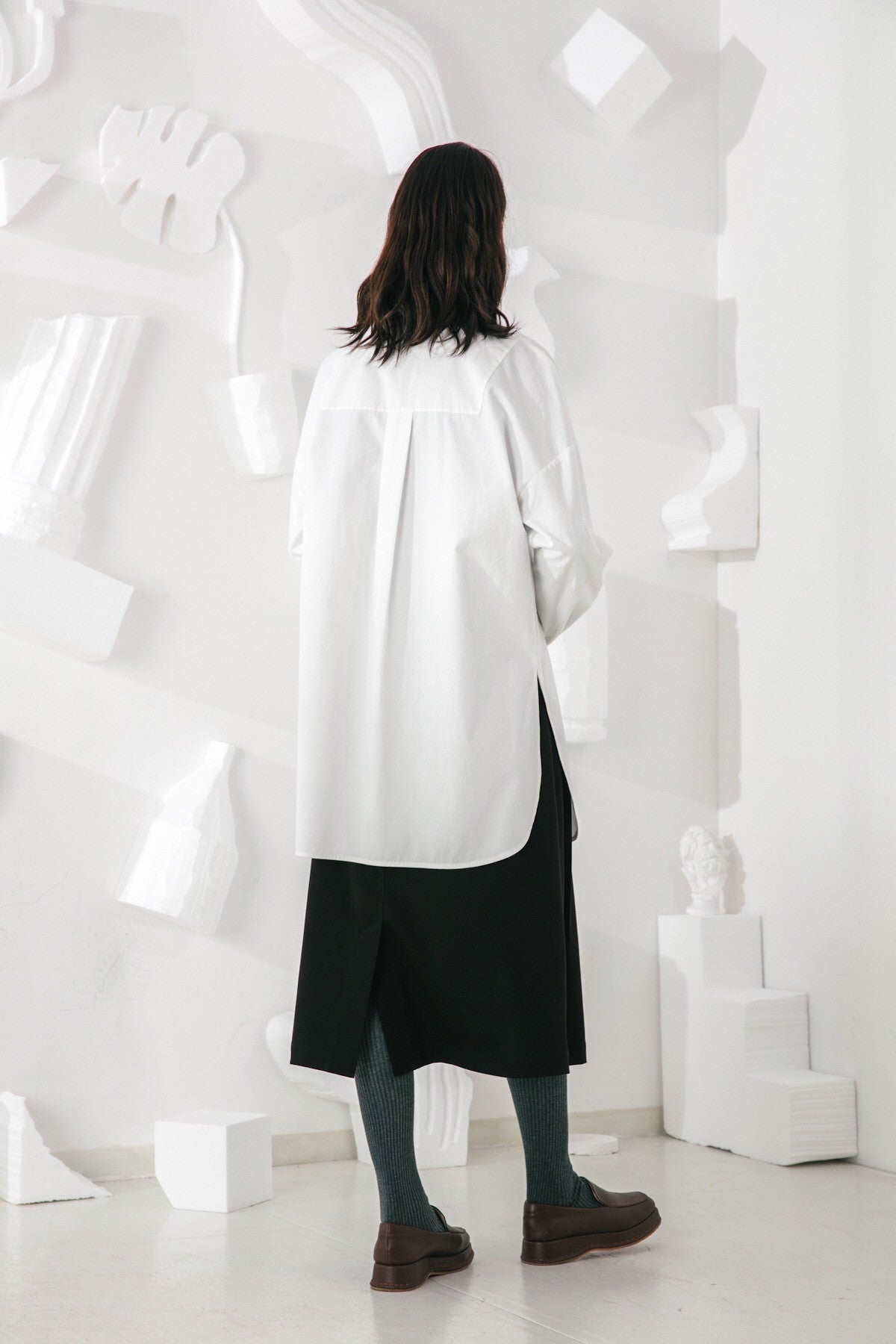 SKYE San Francisco SF shop ethical modern minimalist quality women clothing fashion Brigitte Tunic Shirt white 4