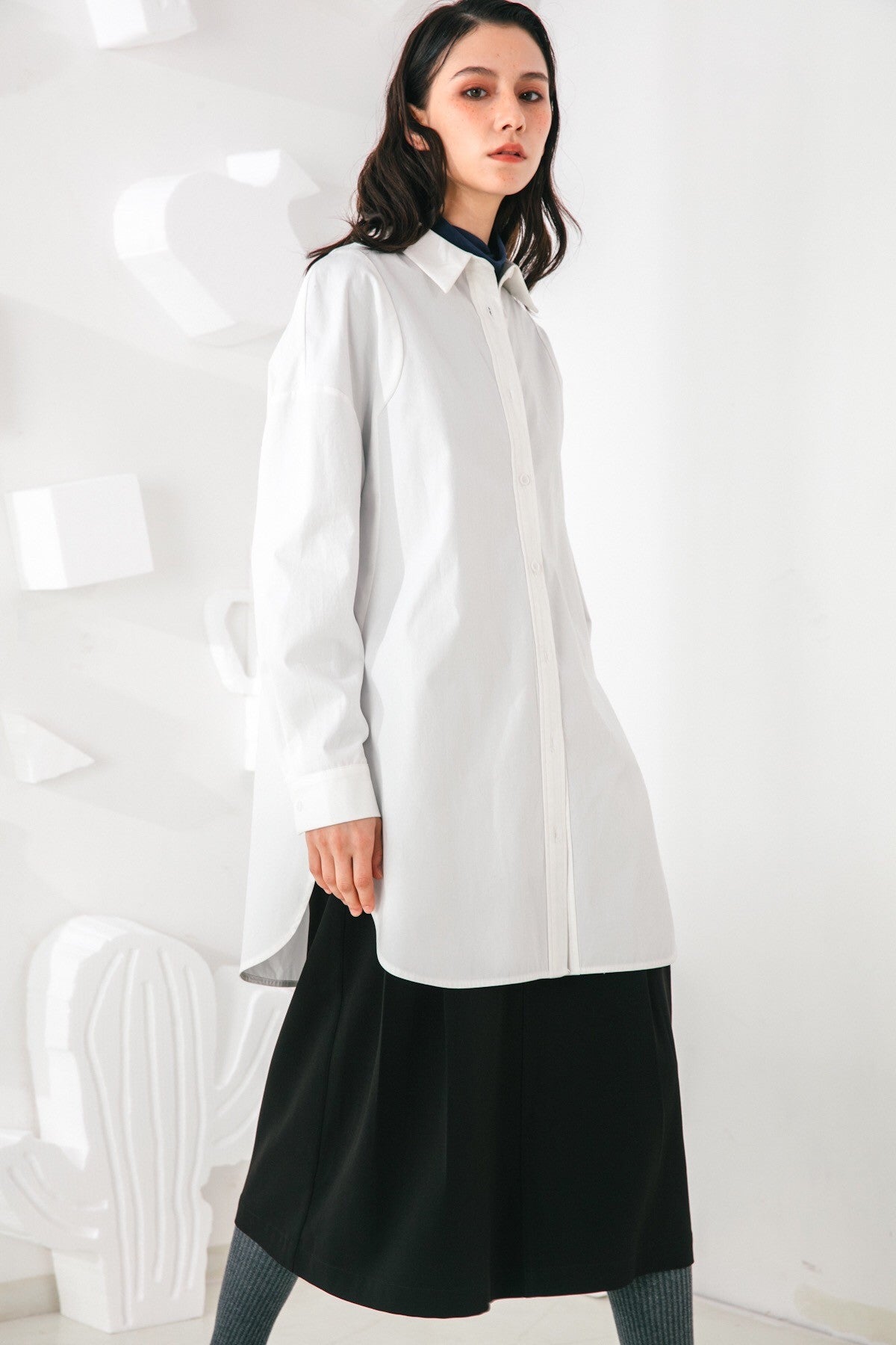 SKYE San Francisco SF shop ethical modern minimalist quality women clothing fashion Brigitte Tunic Shirt white 6