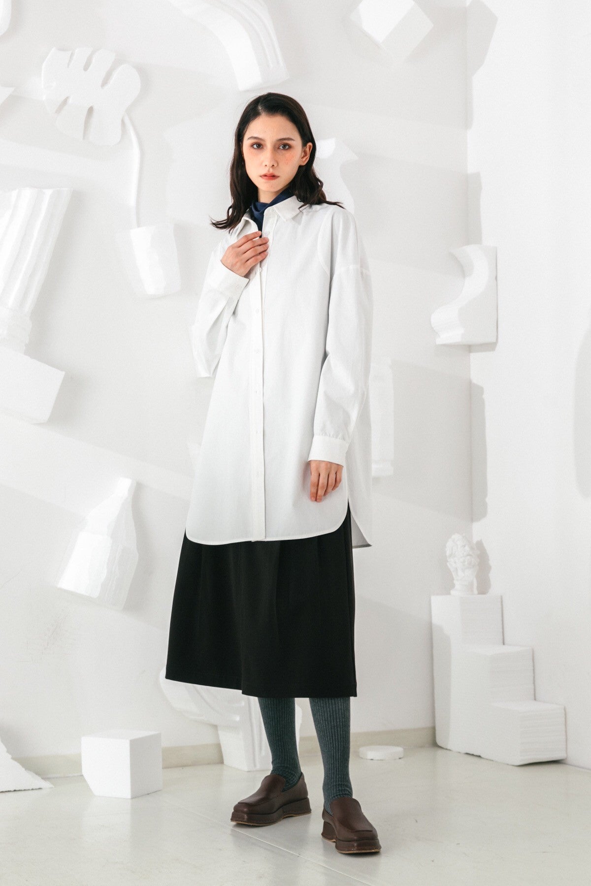 SKYE San Francisco SF shop ethical modern minimalist quality women clothing fashion Brigitte Tunic Shirt white