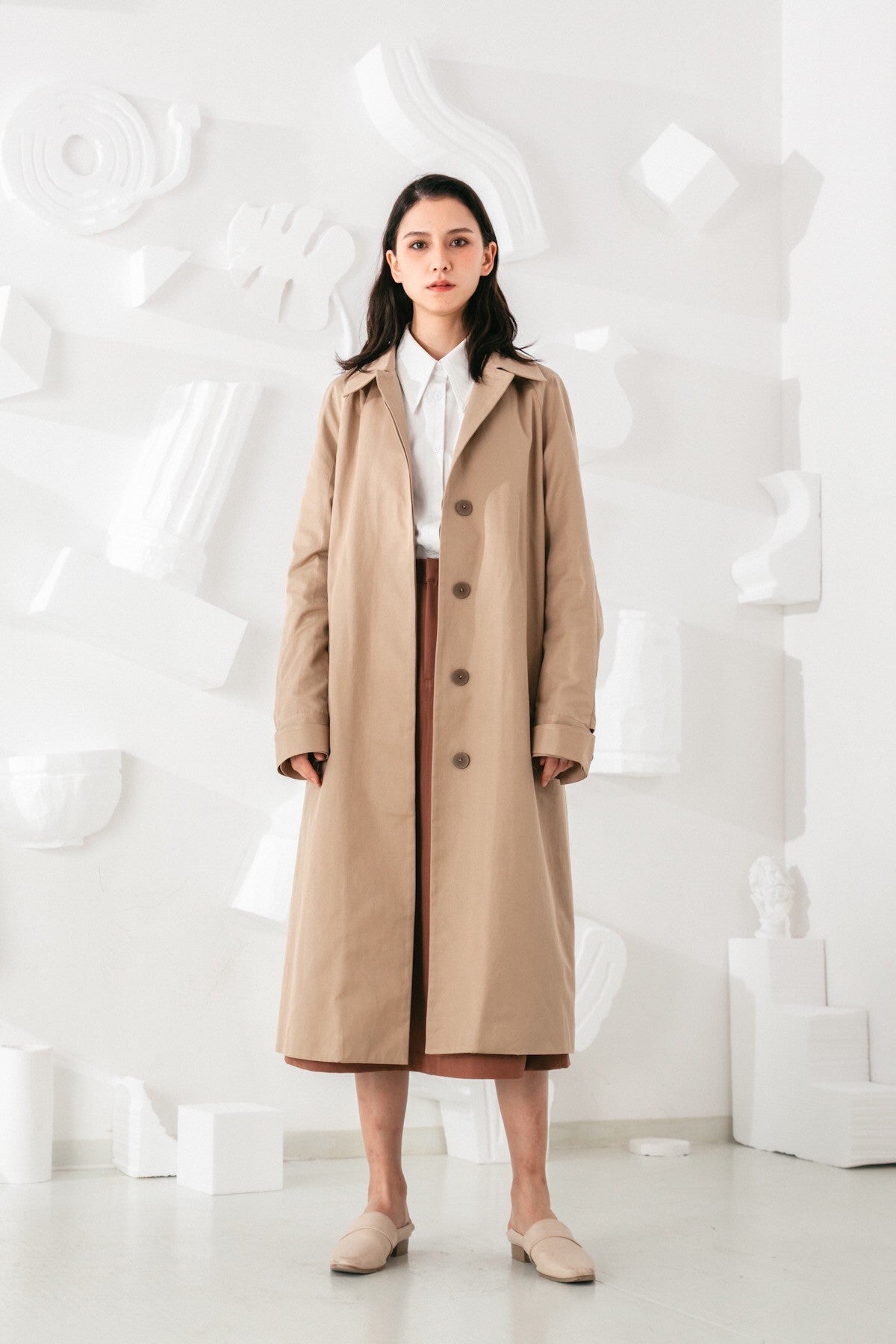 SKYE San Francisco SF shop ethical modern minimalist quality women clothing fashion Coraline Trench Coat beige 2