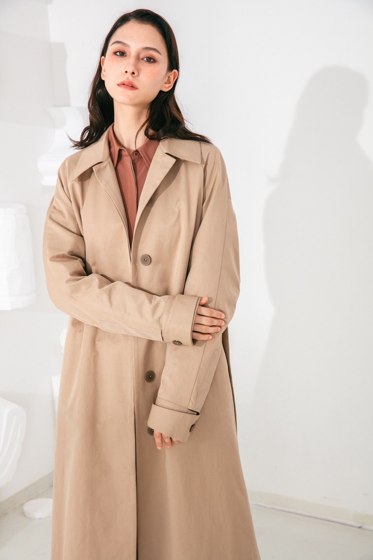 SKYE San Francisco SF shop ethical modern minimalist quality women clothing fashion Coraline Trench Coat beige 3