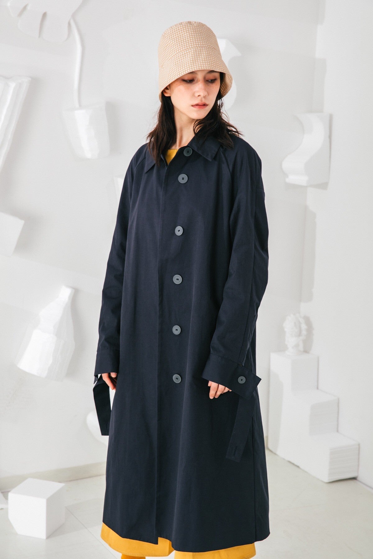 SKYE San Francisco SF shop ethical modern minimalist quality women clothing fashion Coraline Trench Coat blue 2